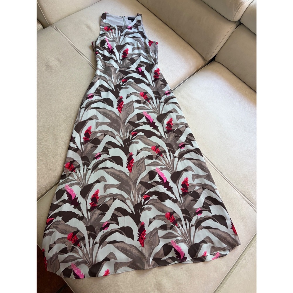 Banana Republic Blue Tropical Women Sz 2 Ginger Flower Maxi Dress Sleeveless